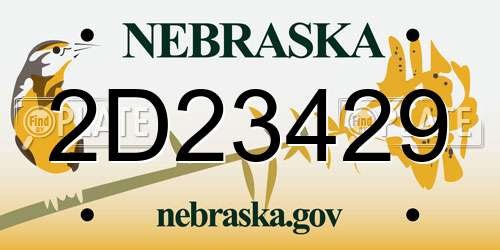 2D23429 Nebraska License Plate