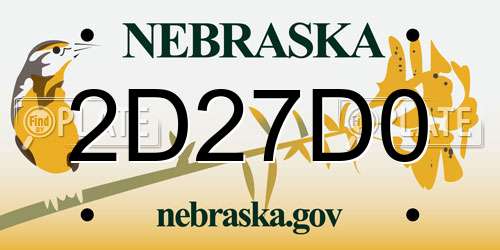 2D27D0 Nebraska License Plate