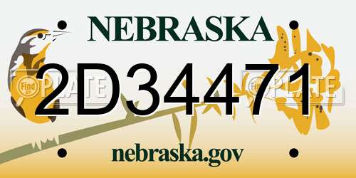 2D34471 Nebraska License Plate