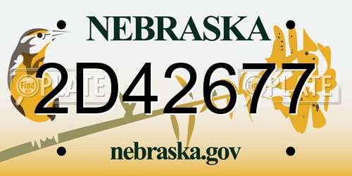 2D42677 Nebraska License Plate
