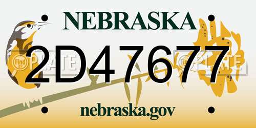 2D47677 Nebraska License Plate