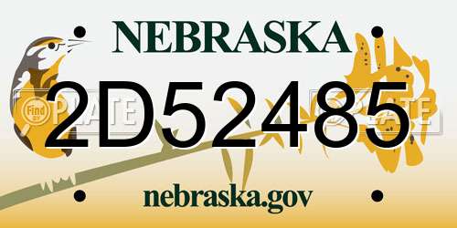 2D52485 Nebraska License Plate