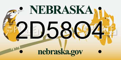 2D58O4 Nebraska License Plate
