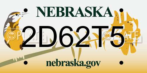 2D62T5 Nebraska License Plate