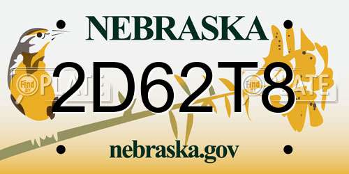 2D62T8 Nebraska License Plate