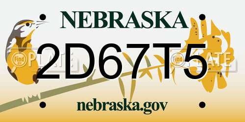 2D67T5 Nebraska License Plate