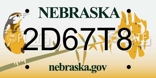2D67T8 Nebraska License Plate