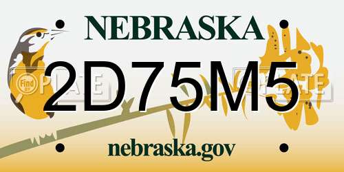 2D75M5 Nebraska License Plate