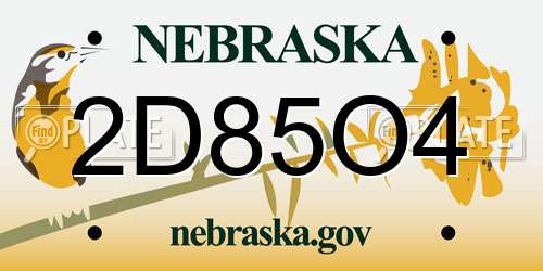 2D85O4 Nebraska License Plate