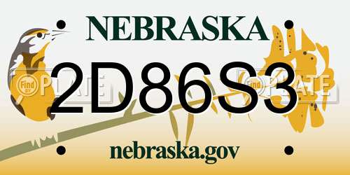 2D86S3 Nebraska License Plate