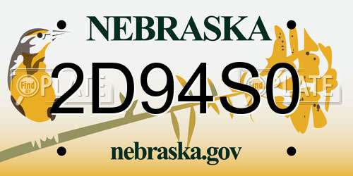 2D94S0 Nebraska License Plate