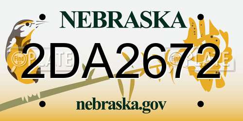 2DA2672 Nebraska License Plate