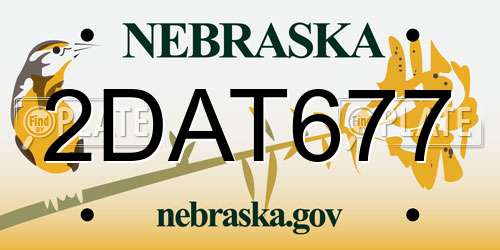 2DAT677 Nebraska License Plate