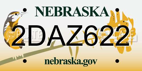 2DAZ622 Nebraska License Plate