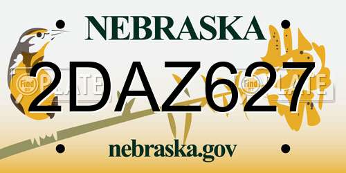 2DAZ627 Nebraska License Plate