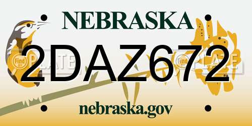 2DAZ672 Nebraska License Plate