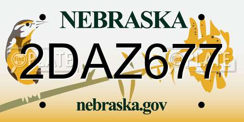 2DAZ677 Nebraska License Plate