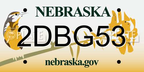 2DBG53 Nebraska License Plate