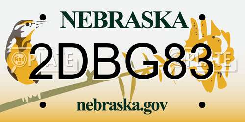 2DBG83 Nebraska License Plate