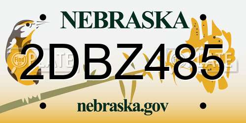 2DBZ485 Nebraska License Plate