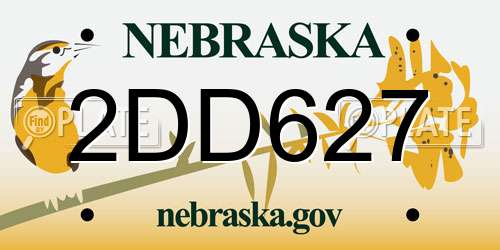 2DD627 Nebraska License Plate