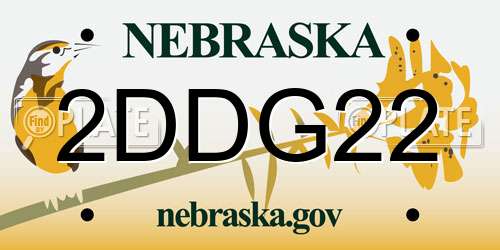 2DDG22 Nebraska License Plate