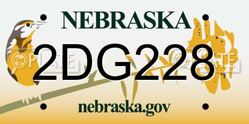 2DG228 Nebraska License Plate