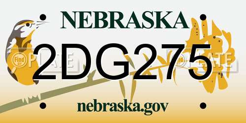 2DG275 Nebraska License Plate