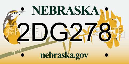 2DG278 Nebraska License Plate