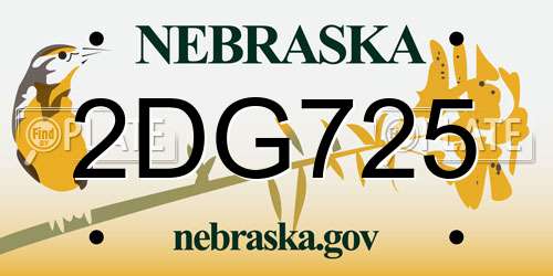 2DG725 Nebraska License Plate