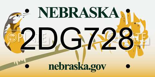 2DG728 Nebraska License Plate