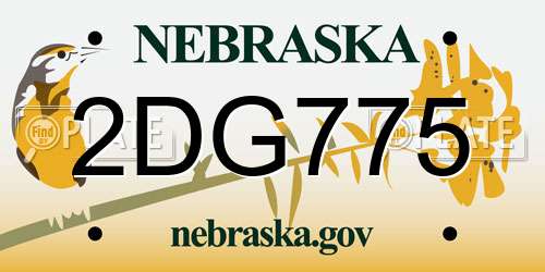 2DG775 Nebraska License Plate