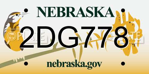 2DG778 Nebraska License Plate