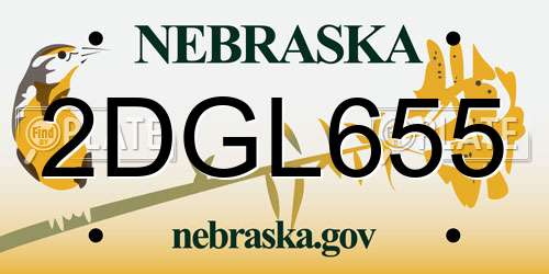 2DGL655 Nebraska License Plate