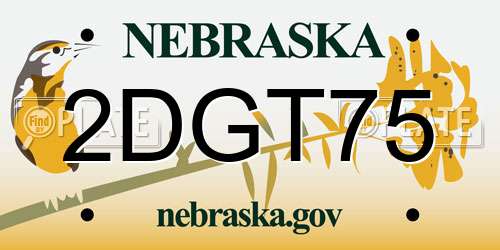 2DGT75 Nebraska License Plate
