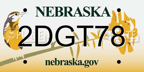 2DGT78 Nebraska License Plate