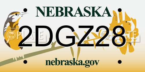2DGZ28 Nebraska License Plate