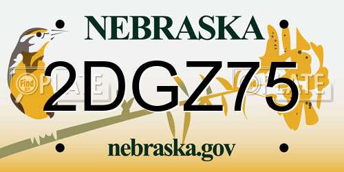 2DGZ75 Nebraska License Plate