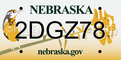2DGZ78 Nebraska License Plate