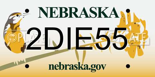 2DIE55 Nebraska License Plate
