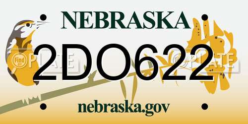 2DO622 Nebraska License Plate