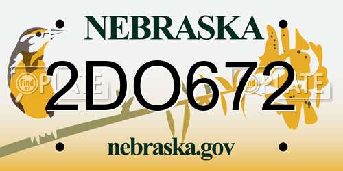 2DO672 Nebraska License Plate