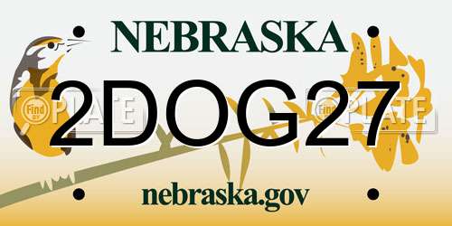 2DOG27 Nebraska License Plate