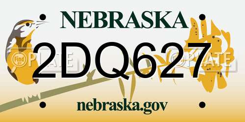 2DQ627 Nebraska License Plate