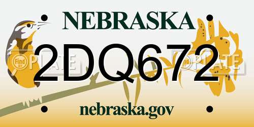 2DQ672 Nebraska License Plate