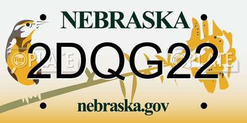 2DQG22 Nebraska License Plate