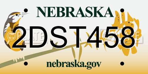 2DST458 Nebraska License Plate