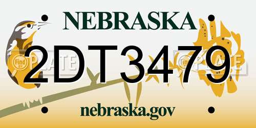 2DT3479 Nebraska License Plate