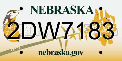 2DW7183 Nebraska License Plate