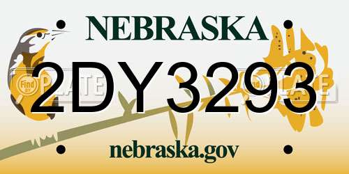 2DY3293 Nebraska License Plate